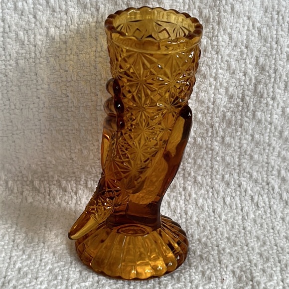 Geo. Duncan & Sons | Cornucopia Hand Vase - Amber-5”-EUC - Picture 3 of 5